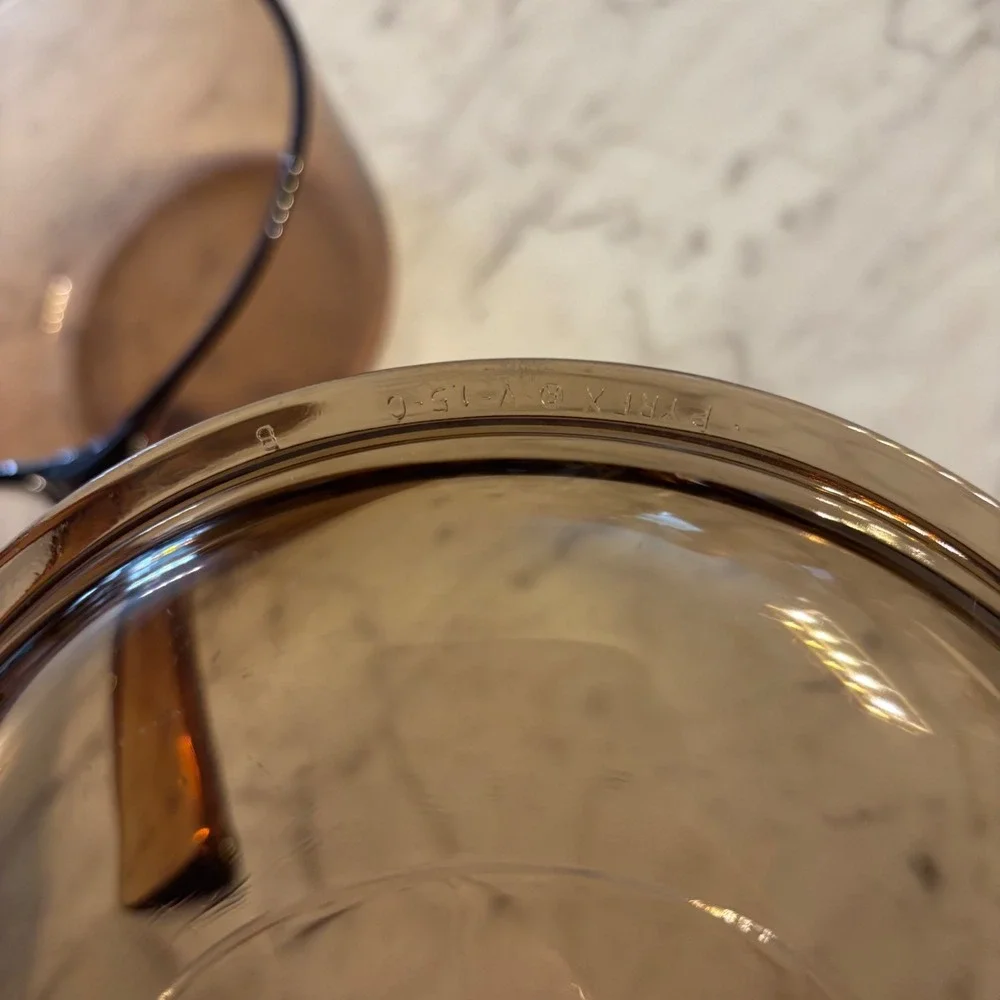 Visions Corning Amber Glass 1.5L Saucepan with Pyrex V-1.5-C Lid Made in USA